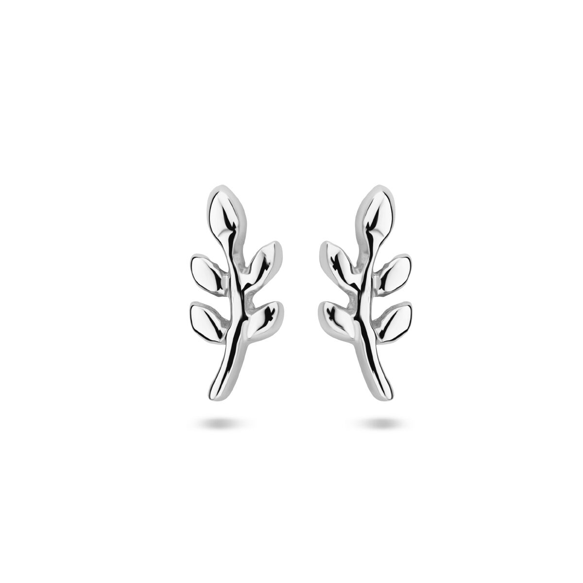 Boucles d'oreilles en argent rhodié en forme de feuilles.
