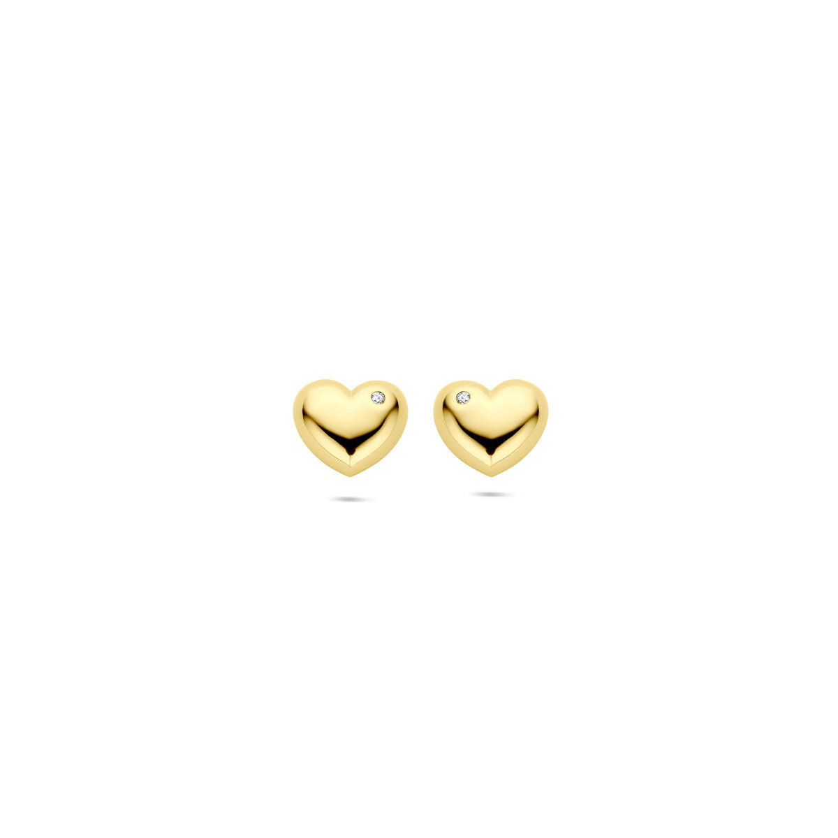 puces d'oreilles cœur zircone 9,5 mm 1 micron argent plaqué or (jaune)