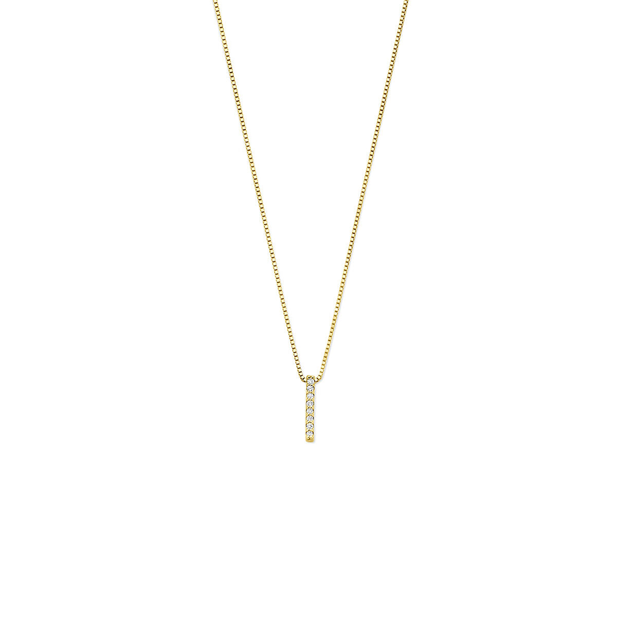Collier en or jaune 14k avec un diamant cultivé en laboratoire, design délicat.
