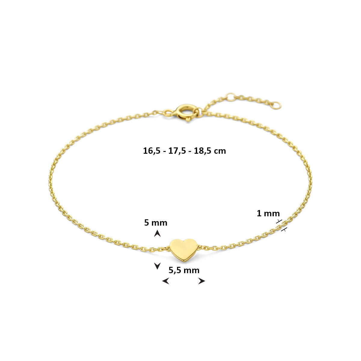bracelet plaqué or avec cœur