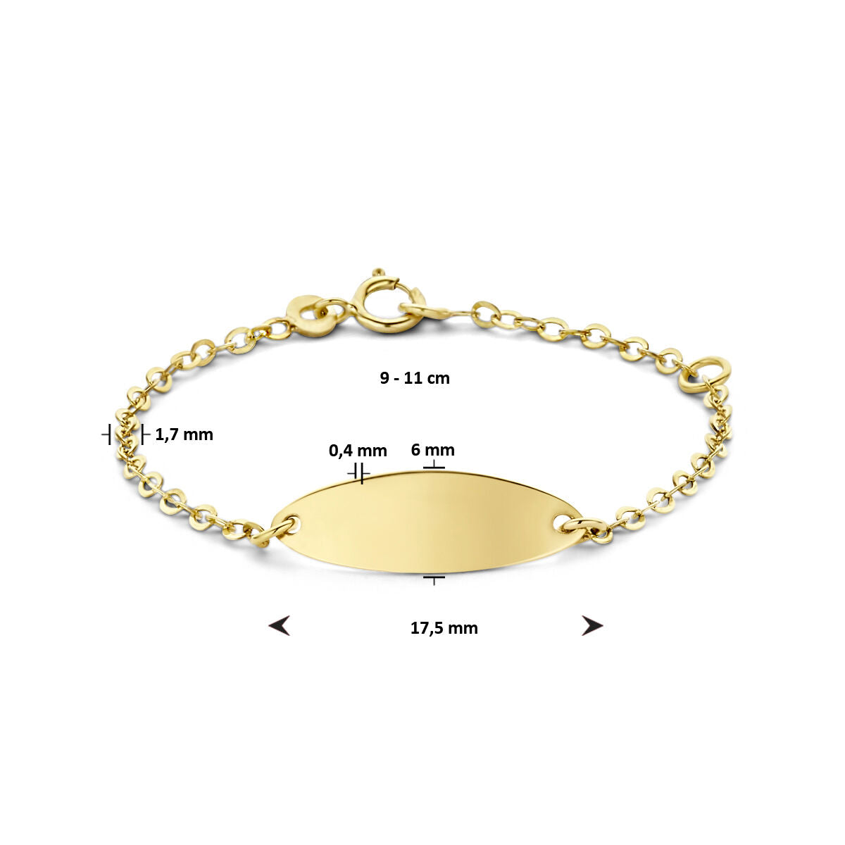 bracelet de montre plaque 6,0 mm 9 carats
