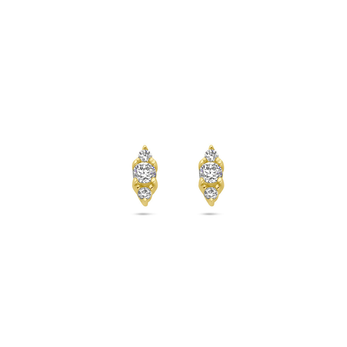 Boucles d'oreilles en or jaune 14K avec zircons, en forme de goutte.