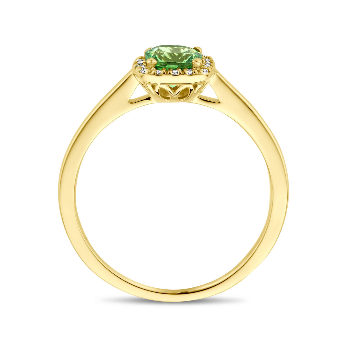 ring tsavoriet en diamant 0.07ct h si halo 14K geelgoud