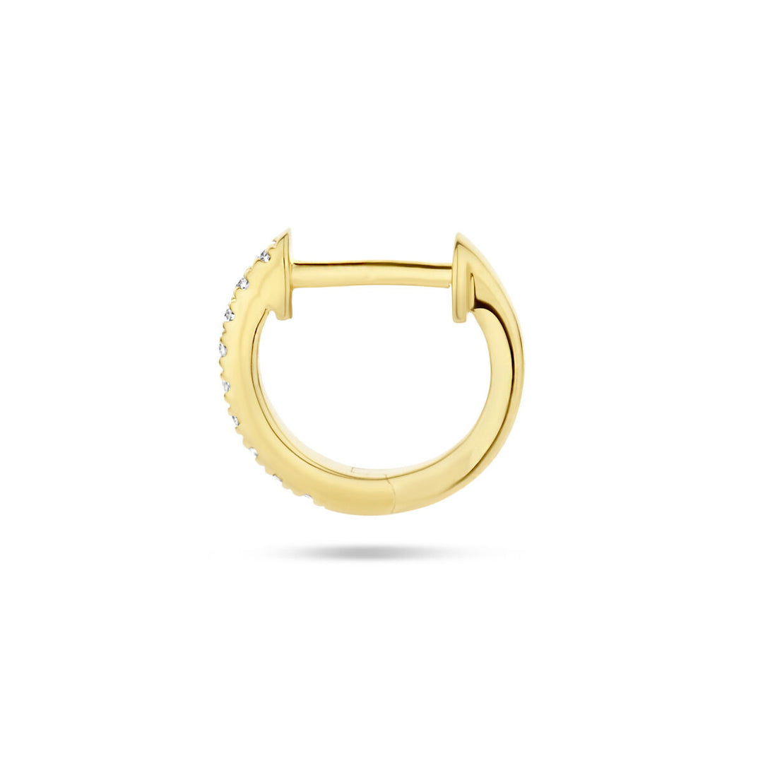 klapoorring diamant 0.03ct h si 9,5 mm per stuk 14K geelgoud