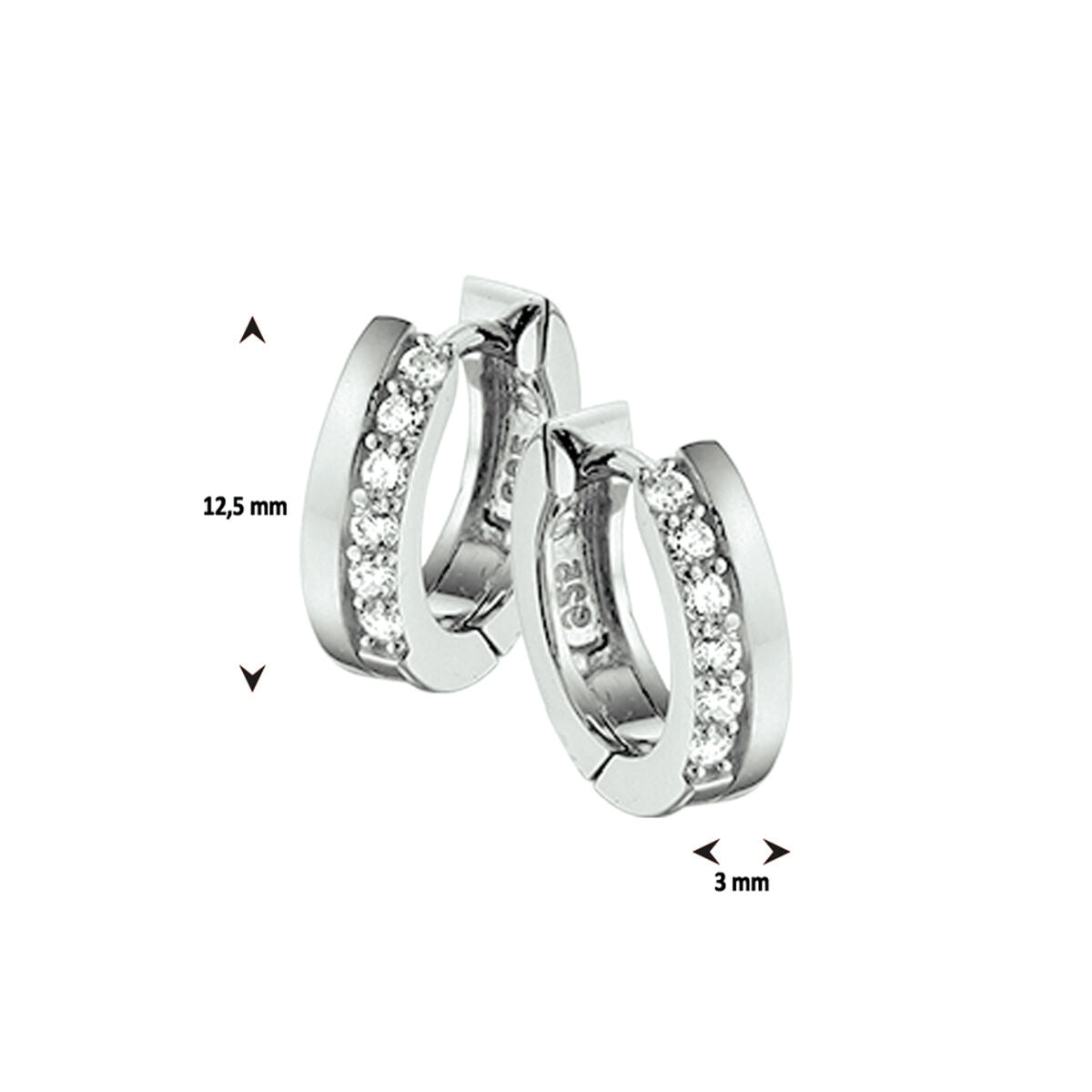 klapoorringen zirkonia zilver gerhodineerd