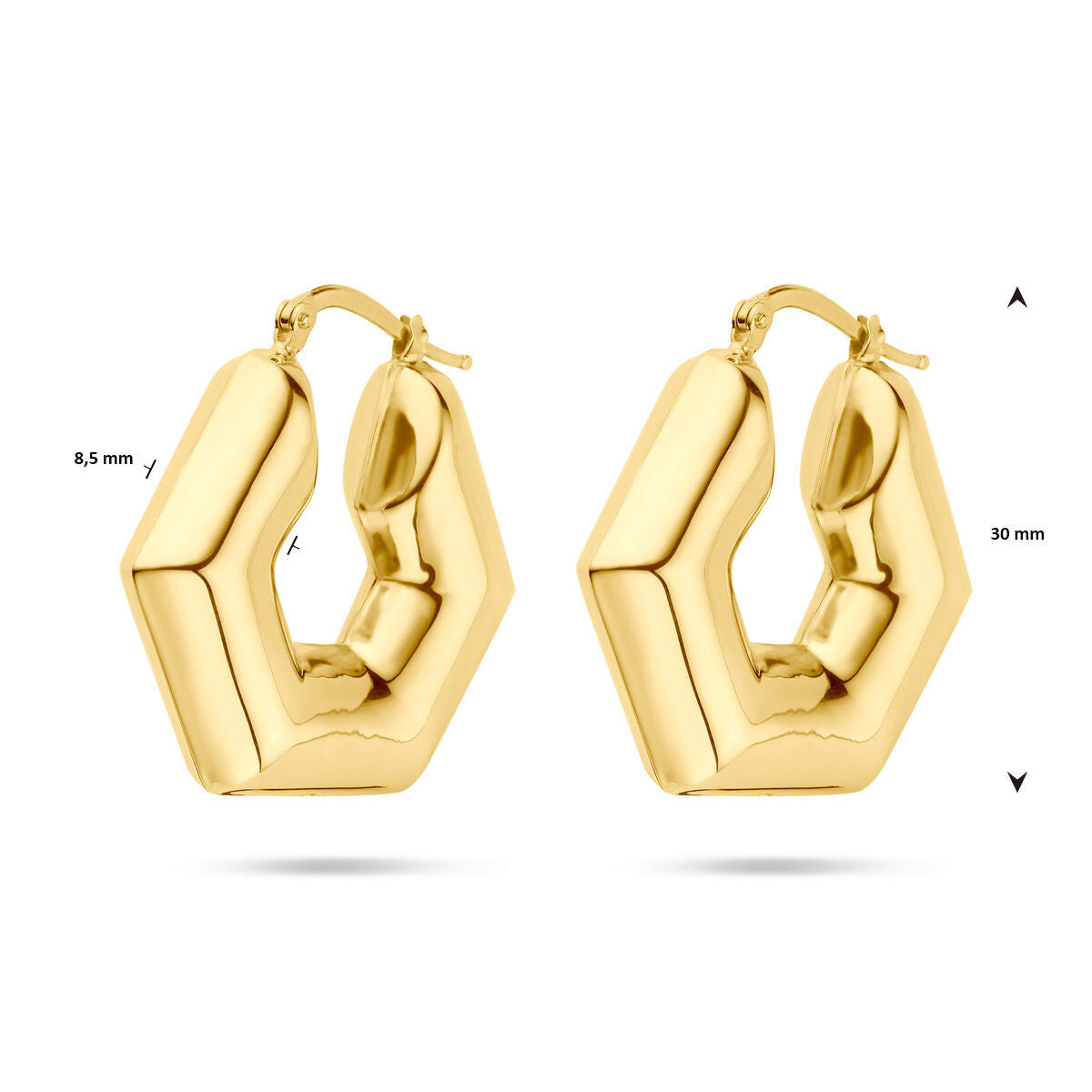 créoles 30 mm 1 micron argent plaqué or (jaune)