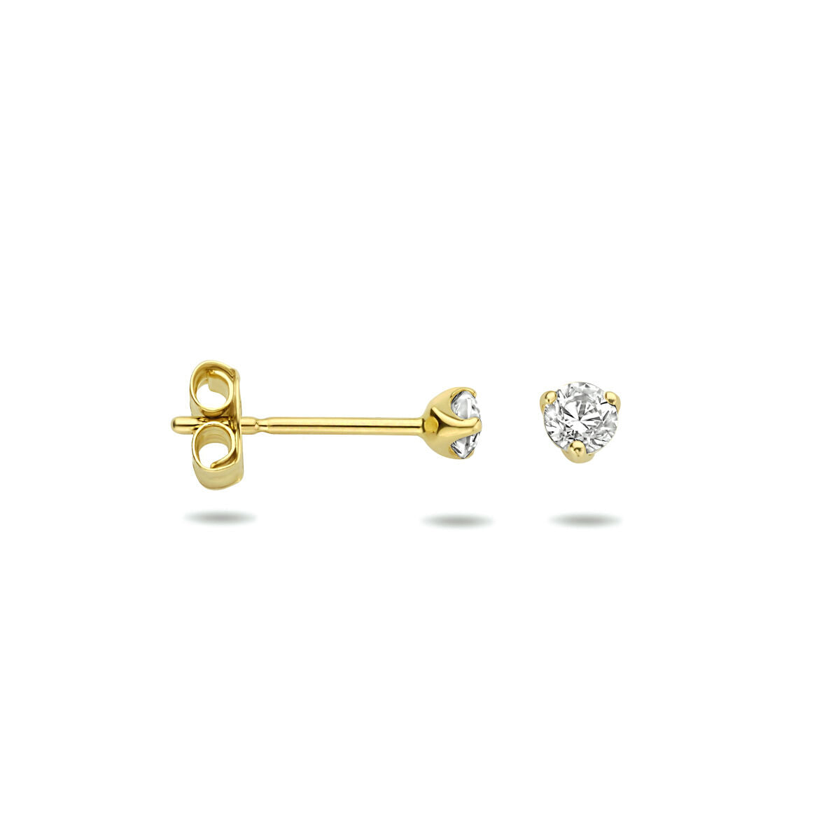 puces d'oreilles zircone 14K or jaune