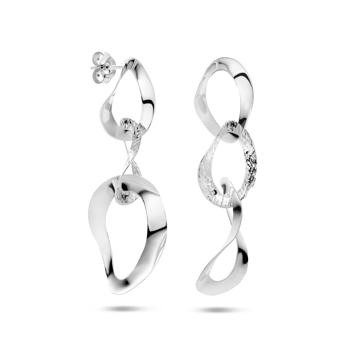 boucles d'oreilles ovales poli/mat argent rhodié