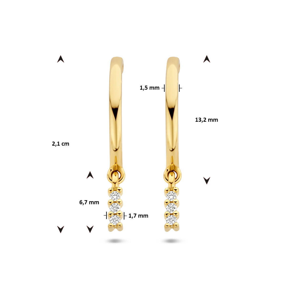 créoles diamant 0.05ct (2x0.025ct) h si or jaune 14K