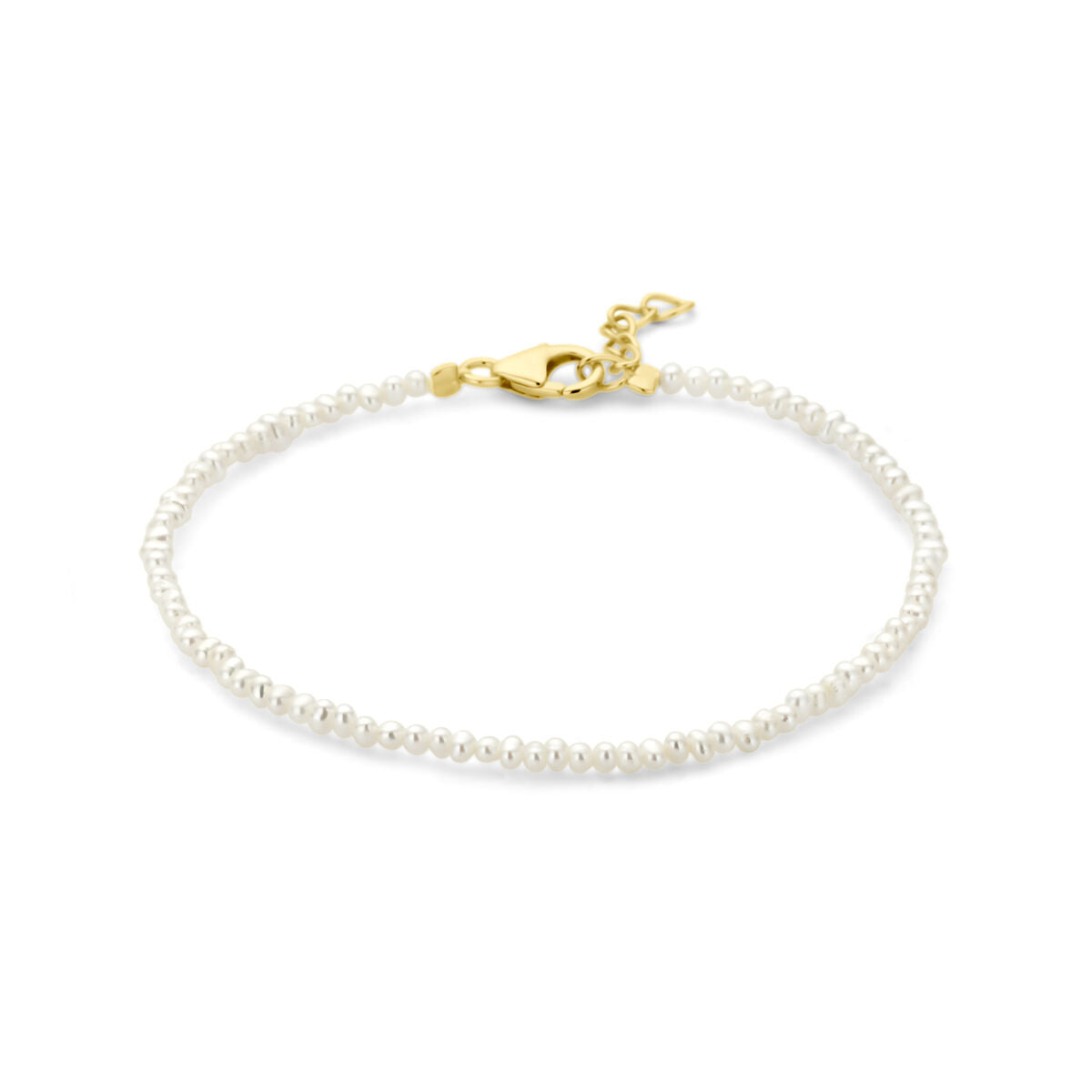 Bracelet en perles avec fermoir en argent doré jaune de 3 microns, longueur 16,5 + 2 cm.