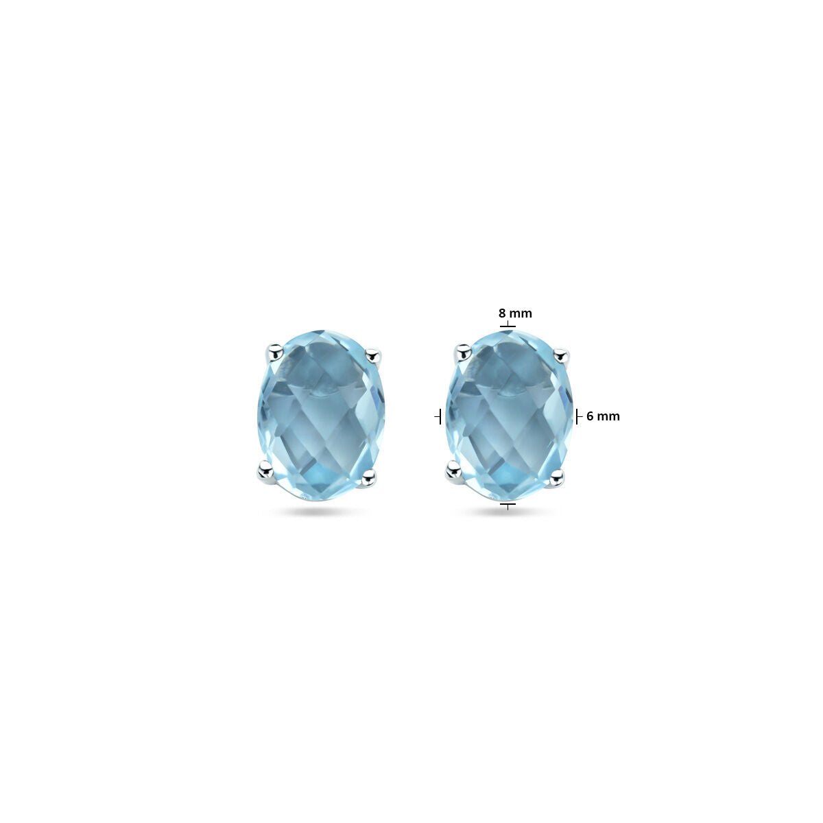puces d'oreilles topaze bleue argent rhodié