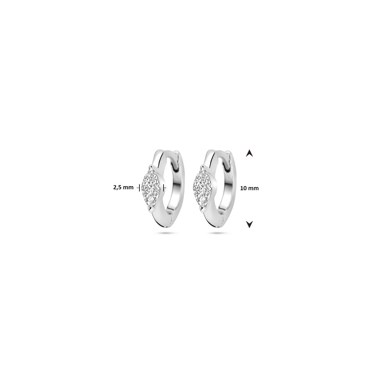 créoles zircone 10 mm argent rhodié