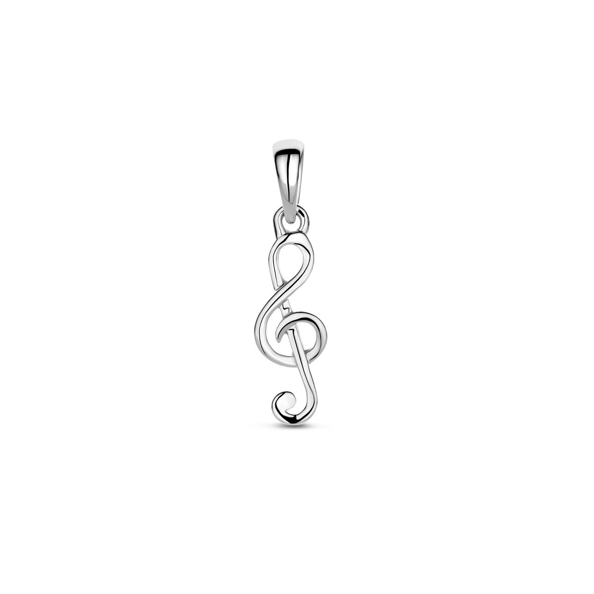 pendentif en forme de note de musique en argent rhodié de 22 mm.