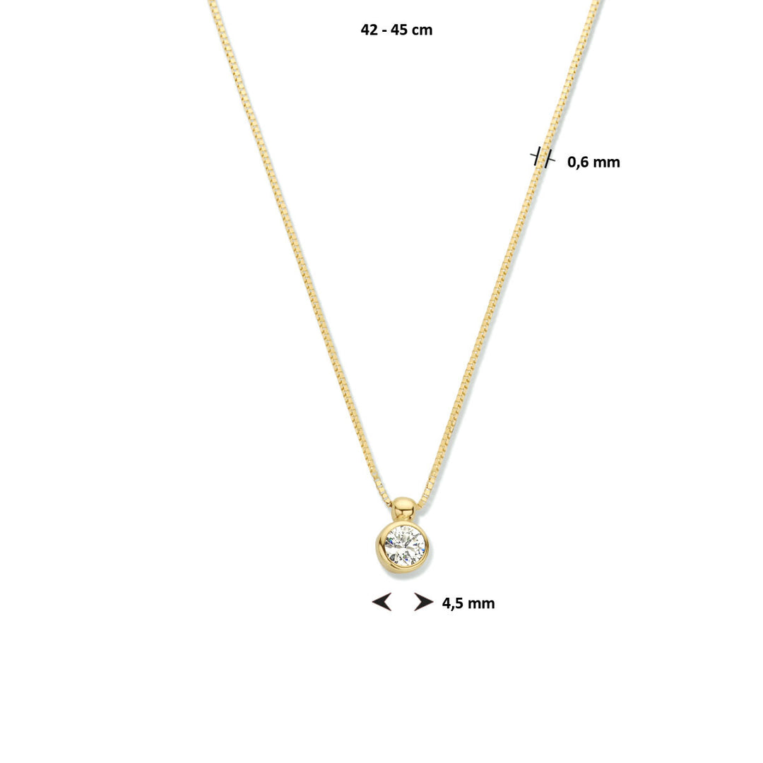 collier zirkonia 42 - 45 cm 14K geelgoud