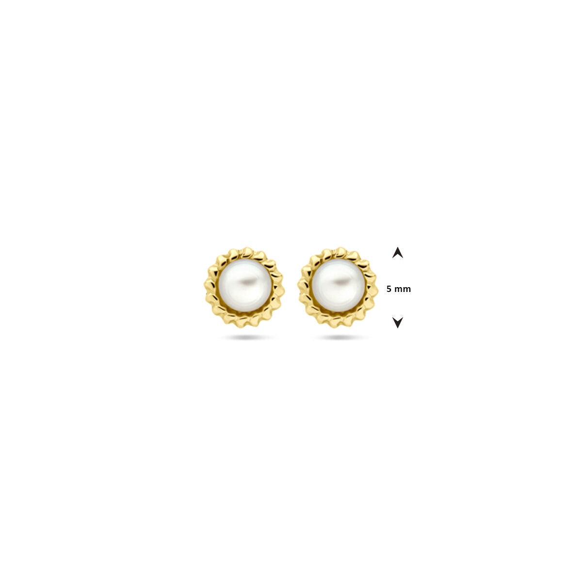 puces d'oreilles perle 5,0 mm or jaune 14K