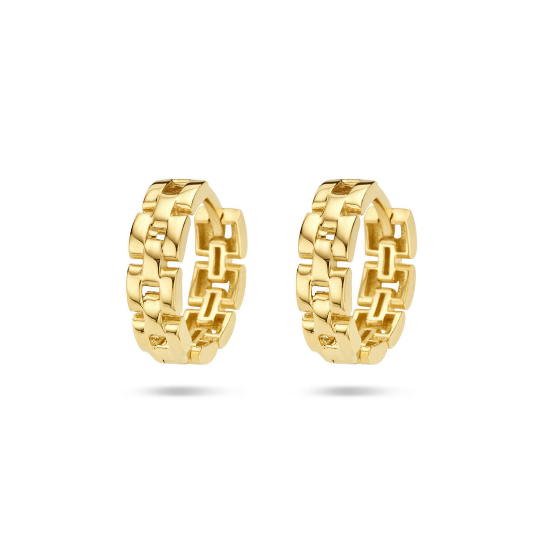 klapoorringen schakelmotief 14K geelgoud