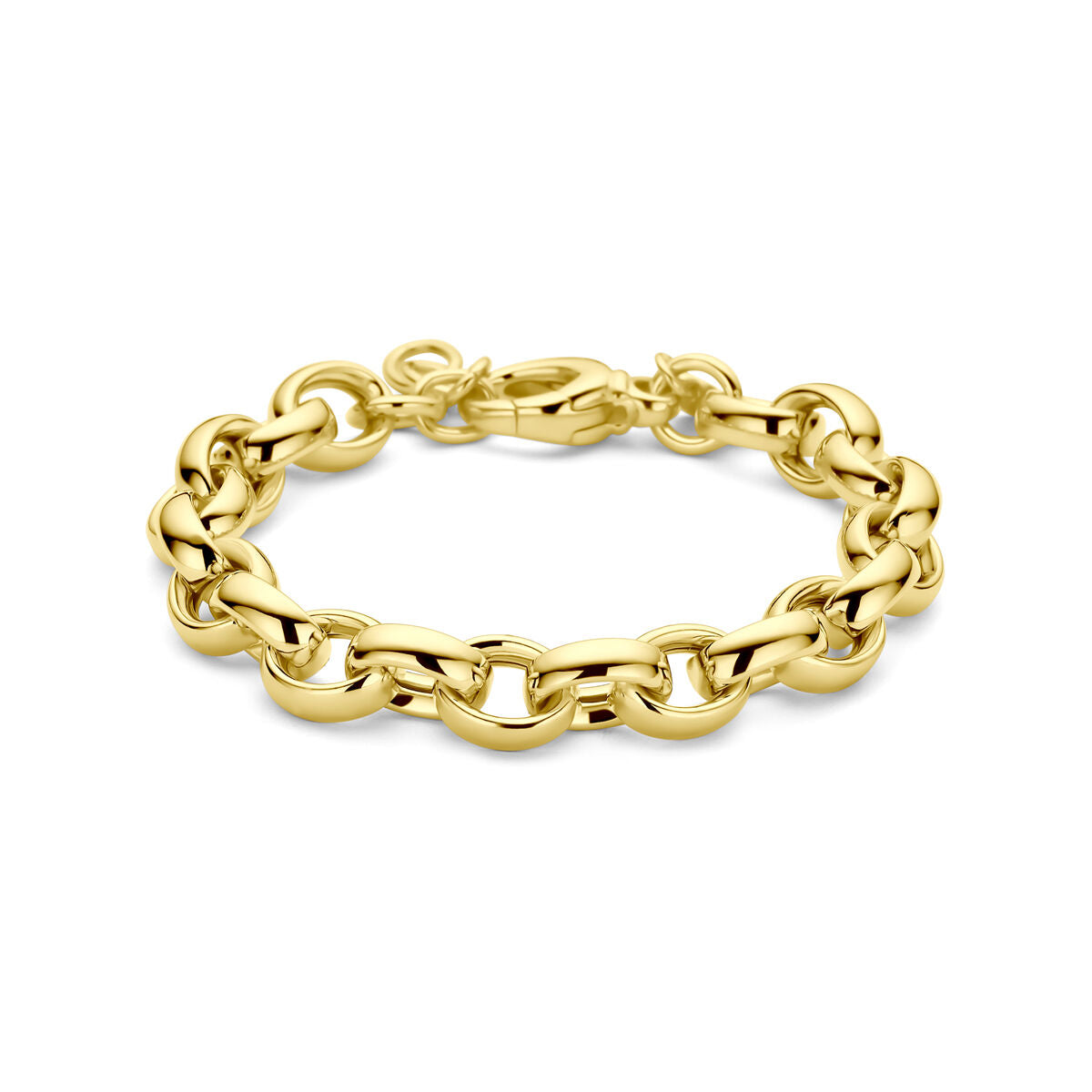 Bracelet jonc en argent doré, maillons ovales de 9,5 mm, longueur de 19,5 cm.