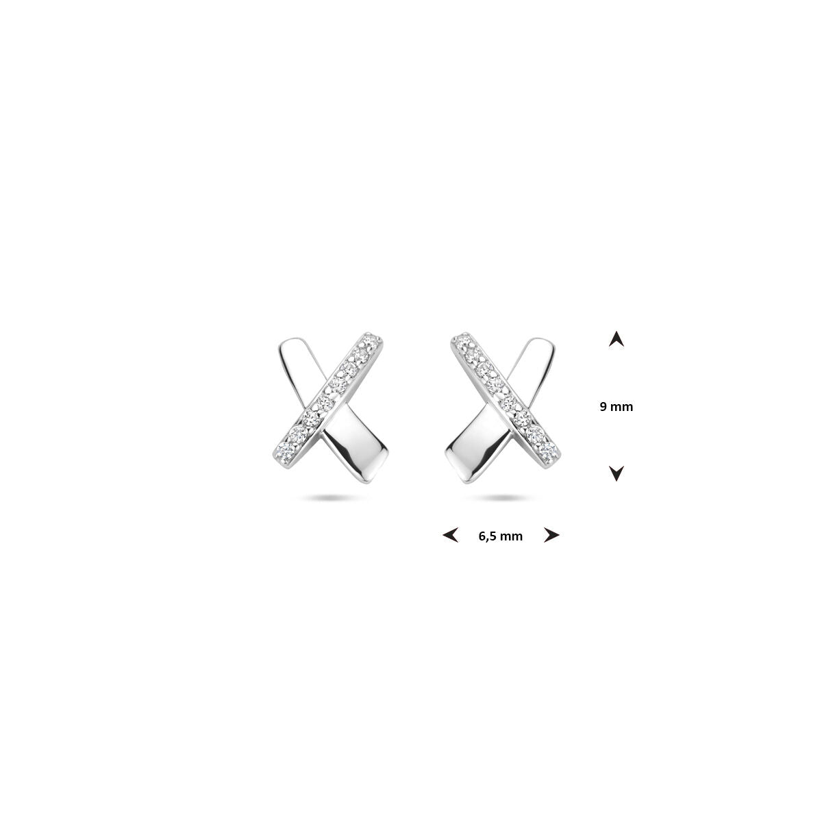puces d'oreilles zircone 9 mm argent rhodié
