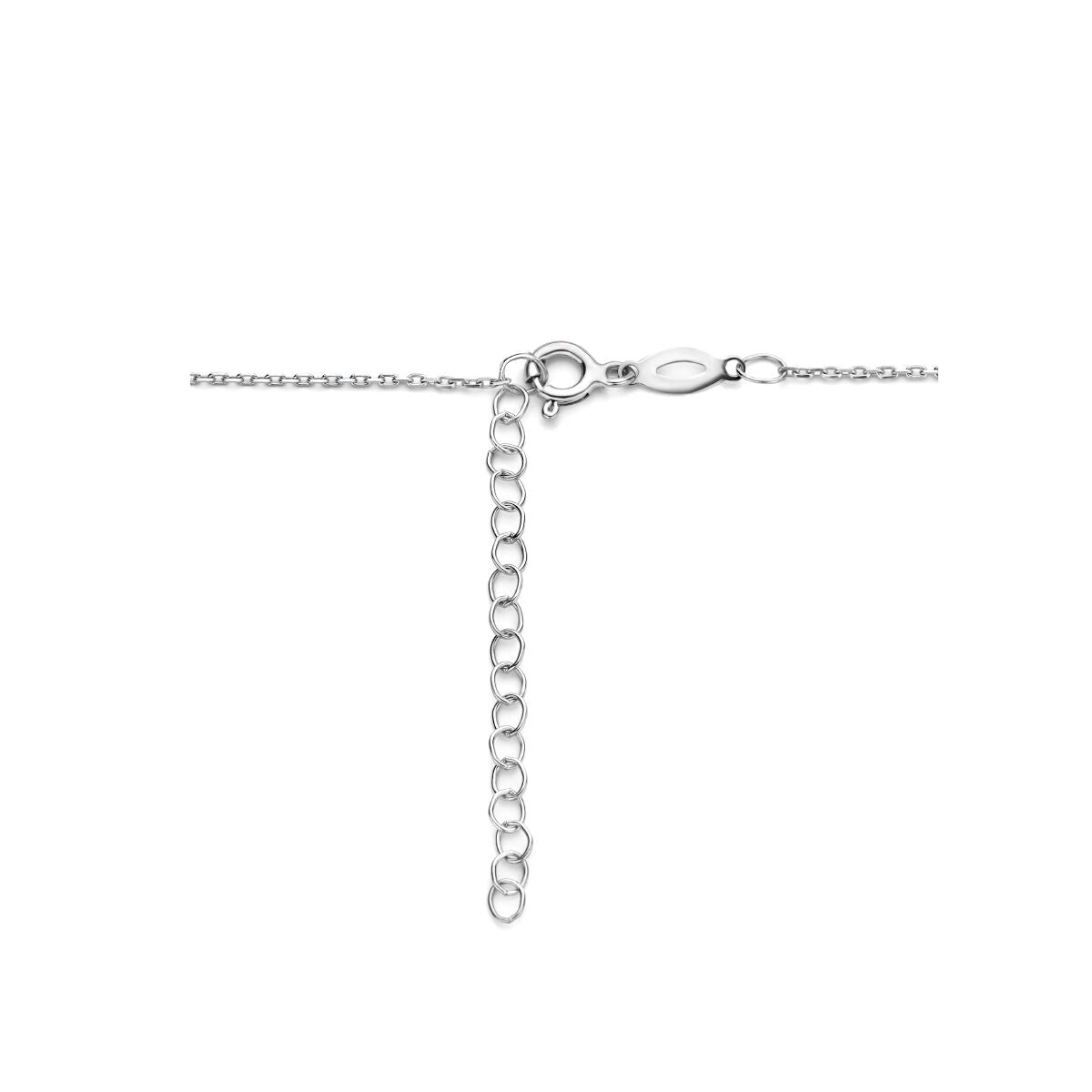 collier zircone 41 + 4 cm halo argent rhodié