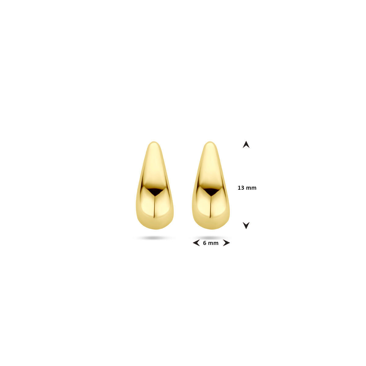 puces d'oreilles goutte 13 mm 14K or jaune