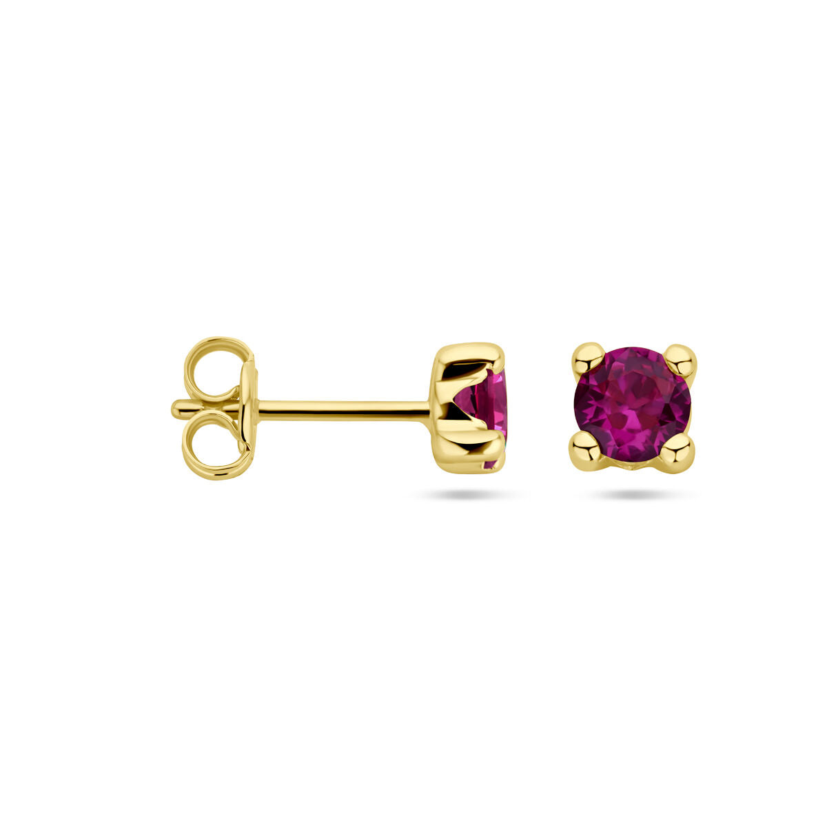 puces d'oreilles synth. rubis 14K or jaune