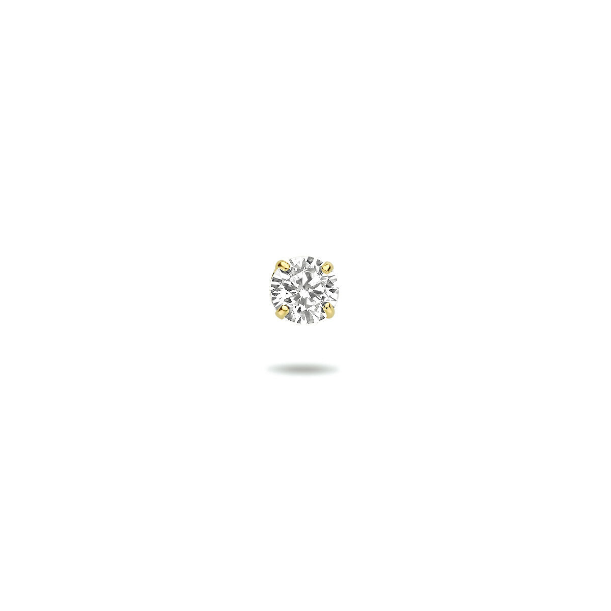 Boucle d'oreille en or jaune 14K avec zirconia, design simple et brillant.
