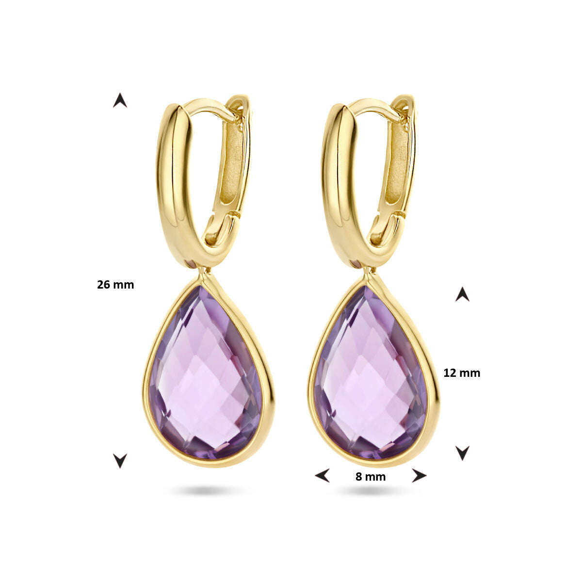 créoles améthyste 14K or jaune