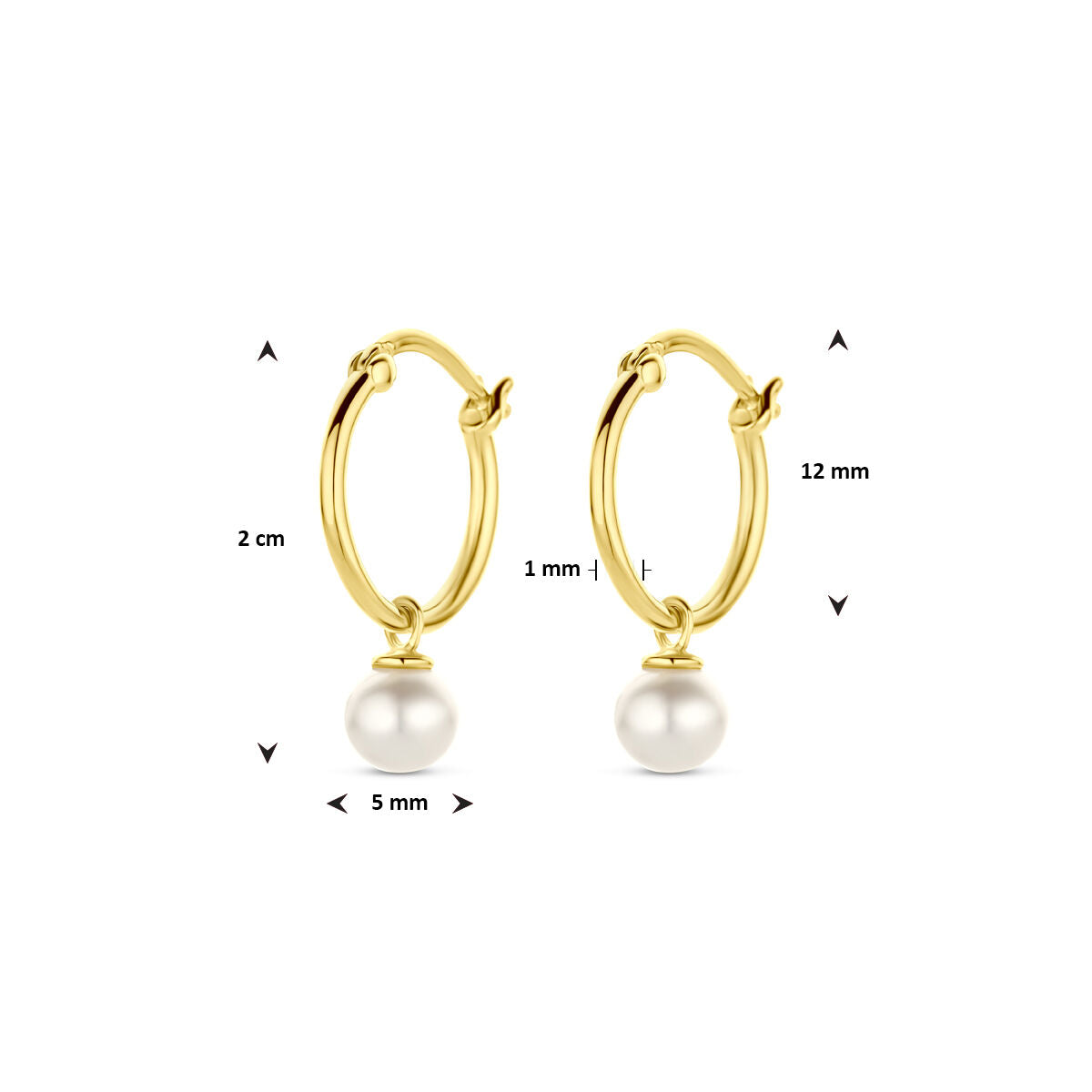 créoles perle 14K or jaune
