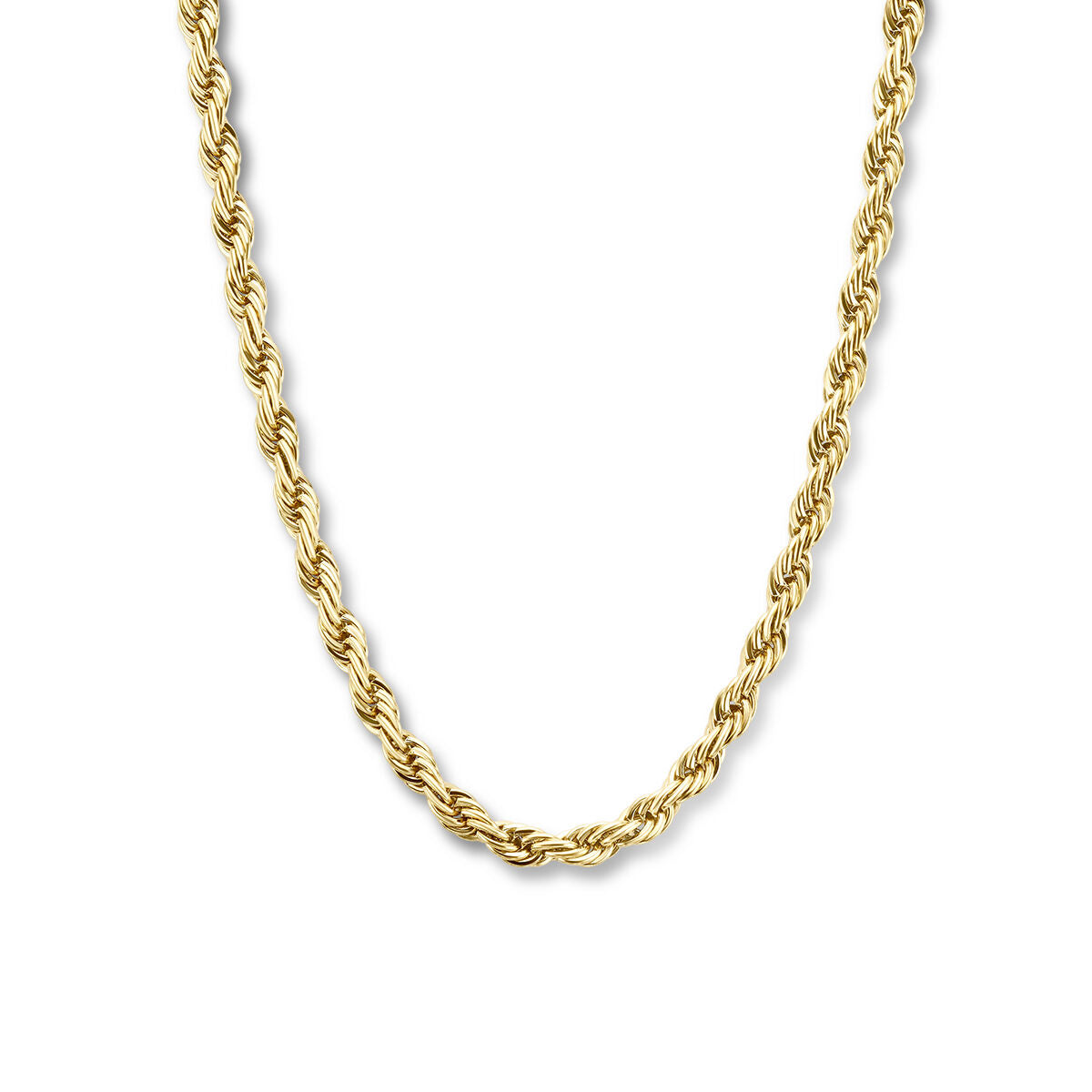 Collier en acier inoxydable avec plaquage ionique, tressé, de 5,7 mm de large et de 43 + 3 cm de long.
