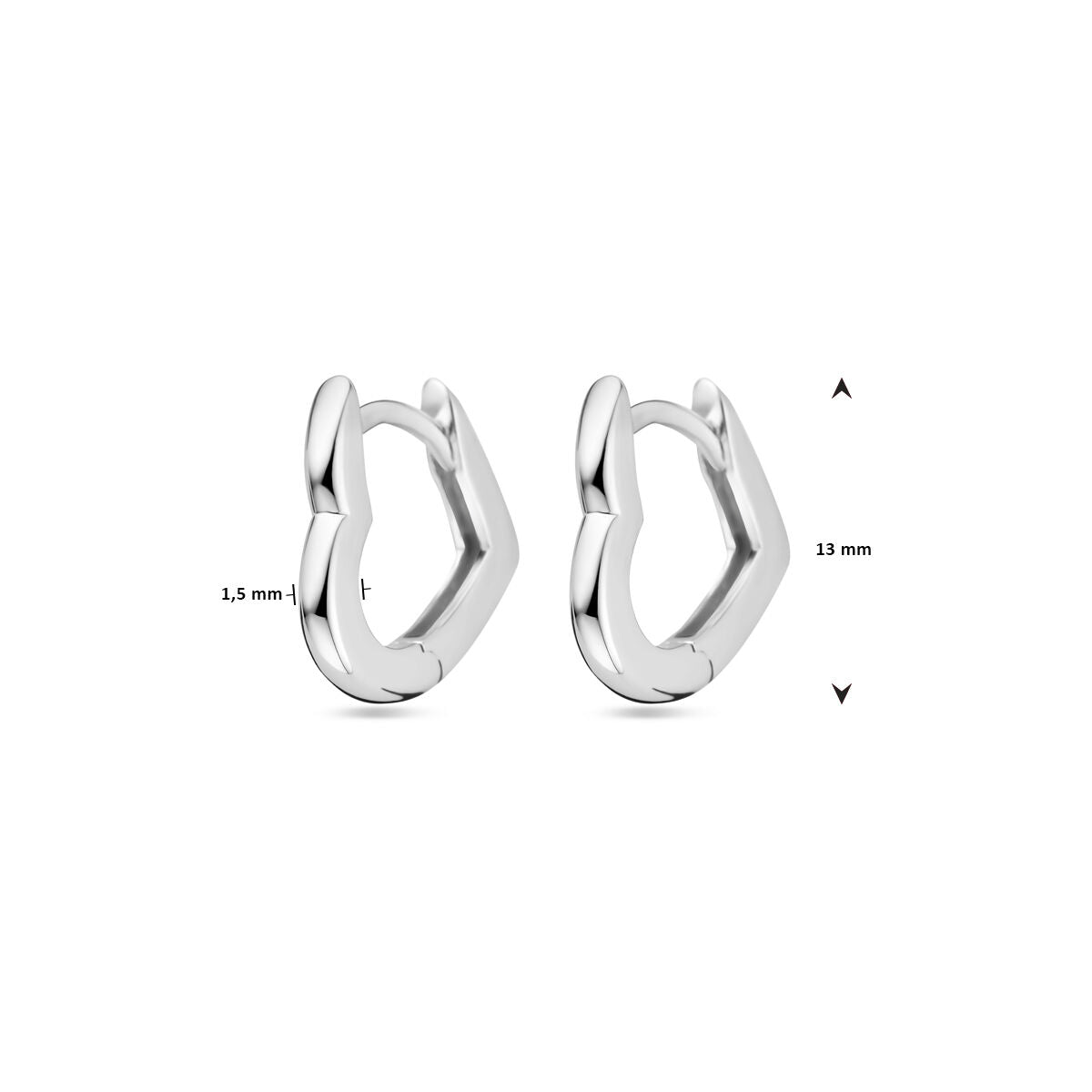 créoles cœur 13 mm argent rhodié