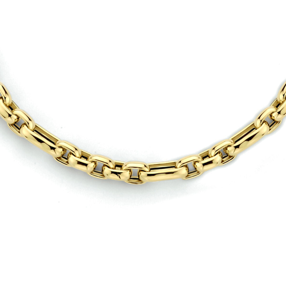 Collier en or jaune 14K avec maillons en forme d'ancre de 4,8 mm, longueur de 45 cm.