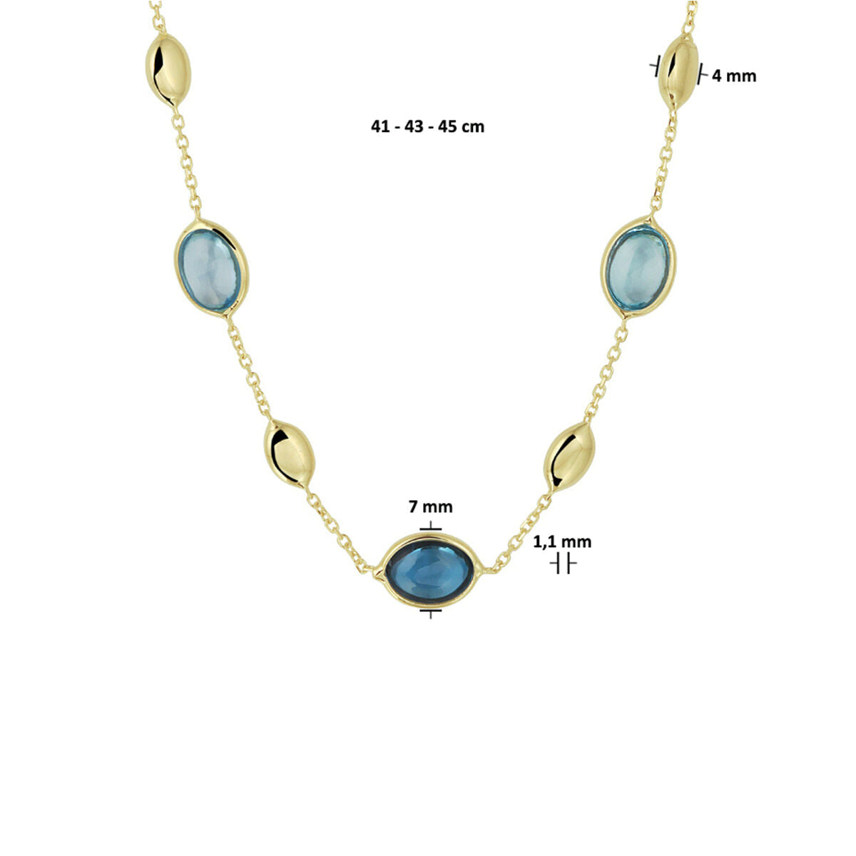Collier en or pour femme london blue et topaze bleue 14K