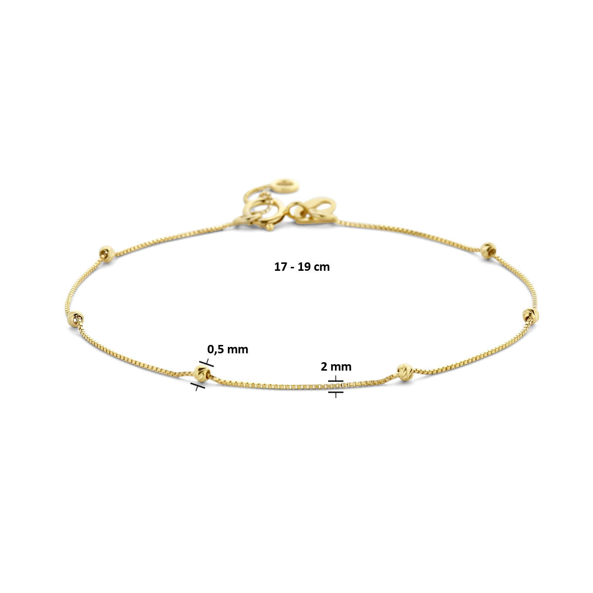 Bracelet en or pour femme à billes diamantées 14K