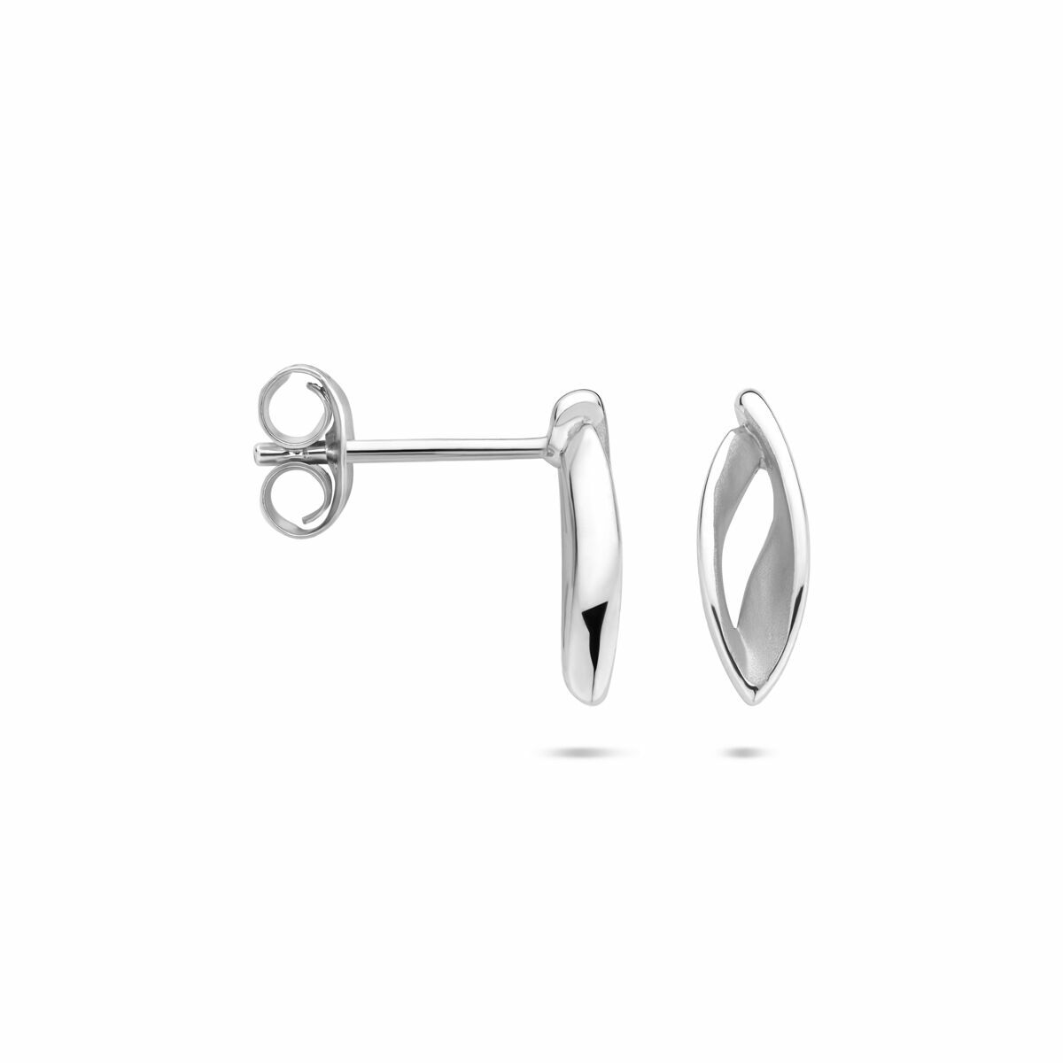 Puces d'oreilles en argent 925 rhodiées – 12x4mm finition poli/mat pour femme