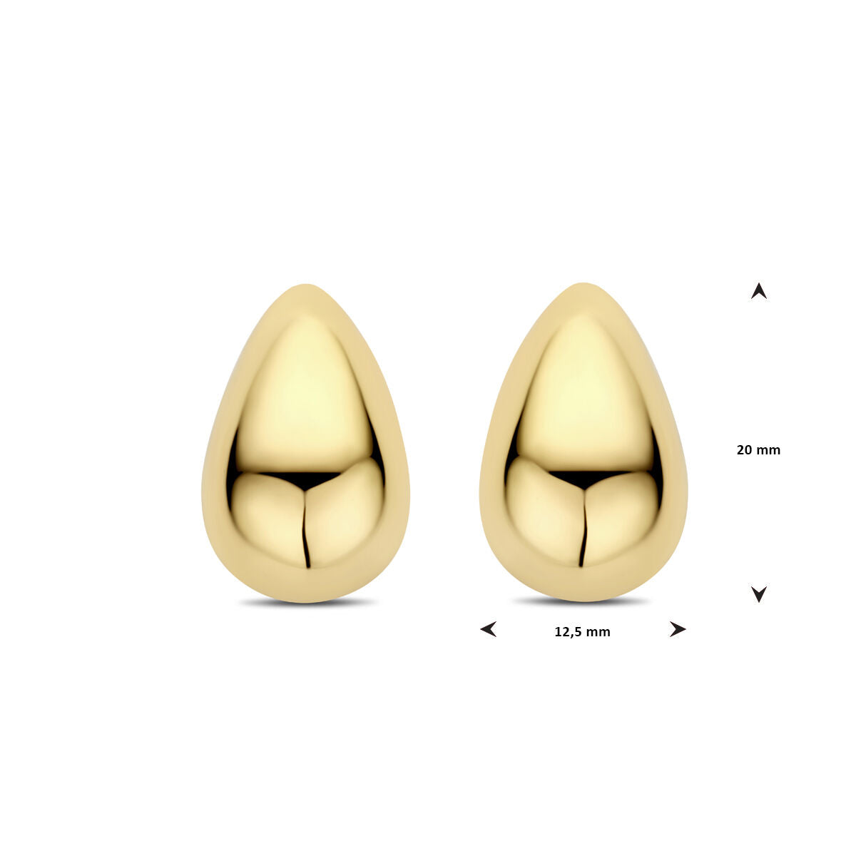 puces d'oreilles goutte 20 mm 1 micron argent plaqué or (jaune)