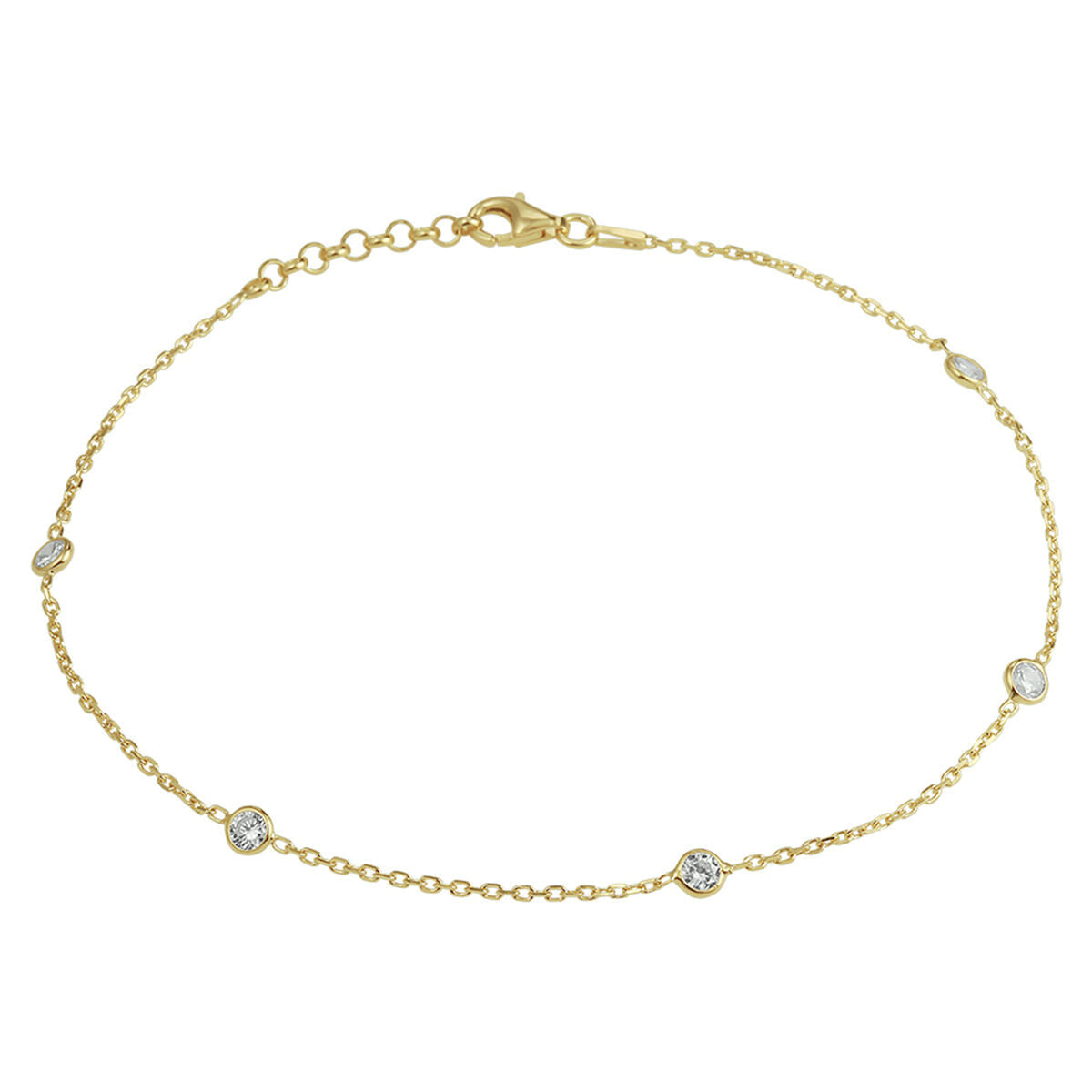 Bracelet en argent doré de 3 microns avec zircons, longueur de 24 + 2 cm.