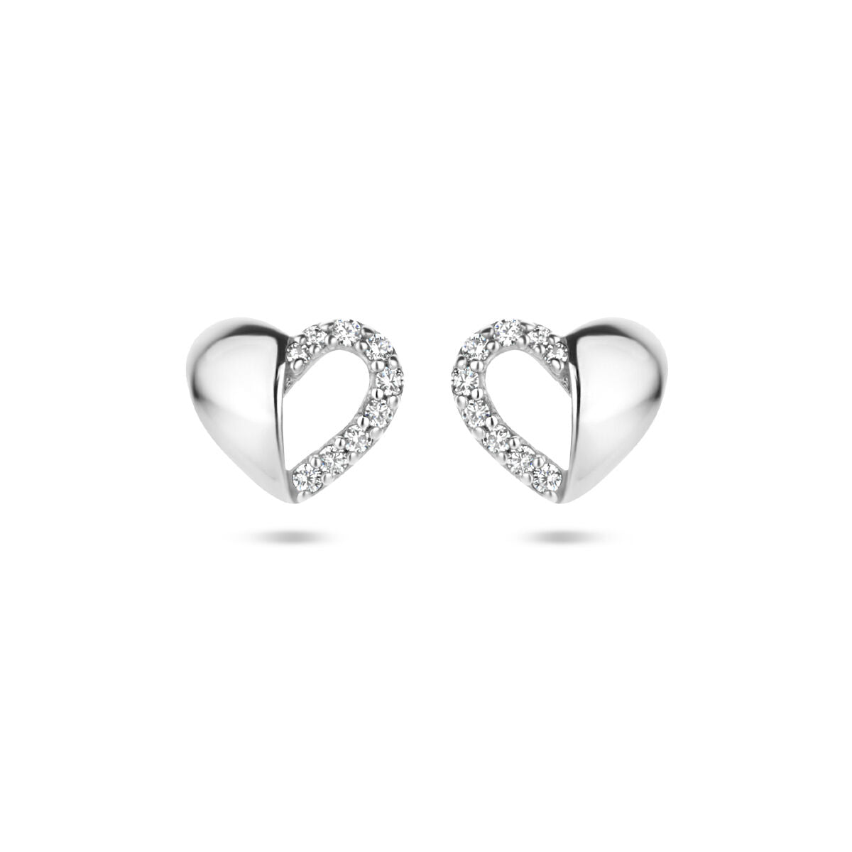 puces d'oreilles cœur zircone argent rhodié