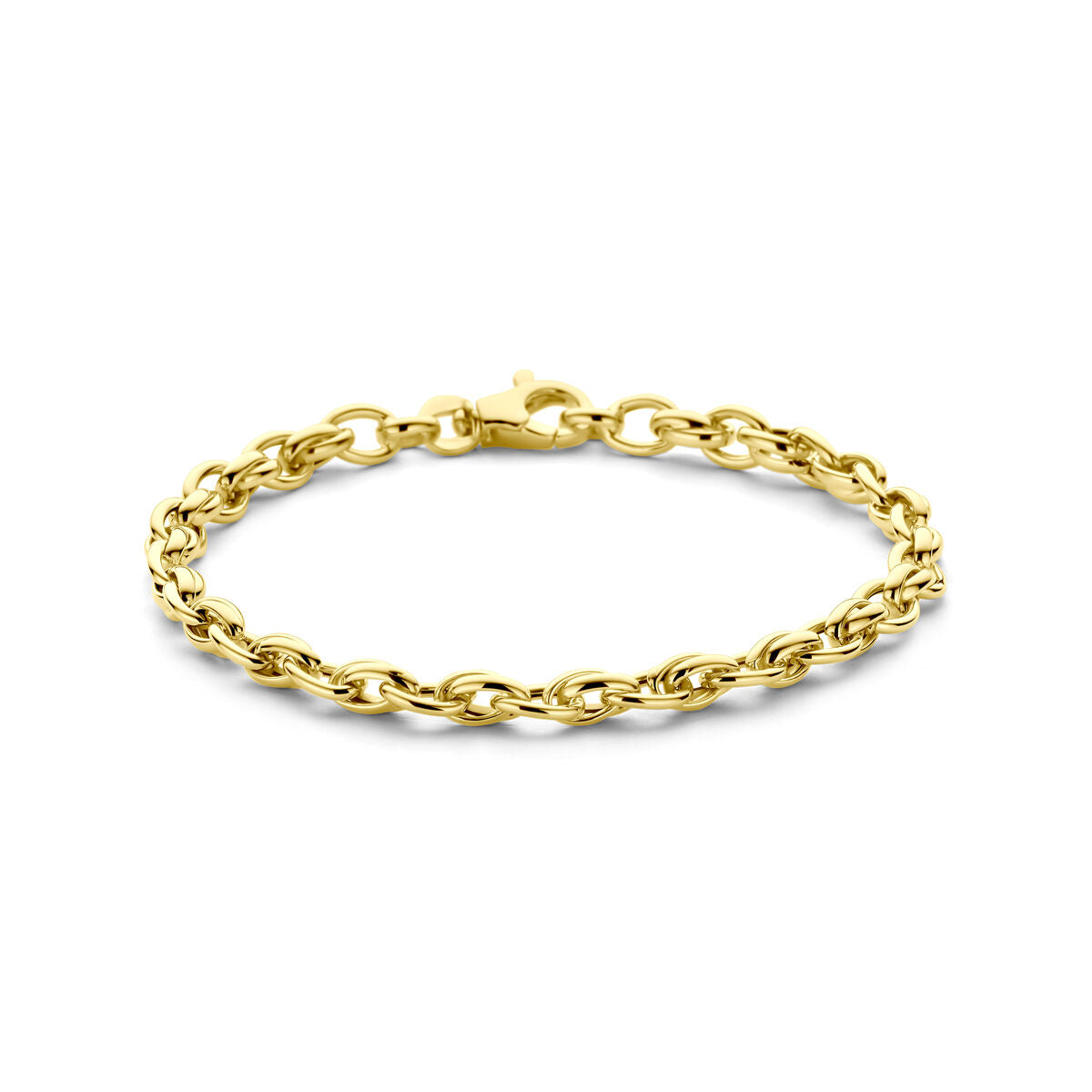Bracelet en or 14K avec maillons entrelacés et fermoir.