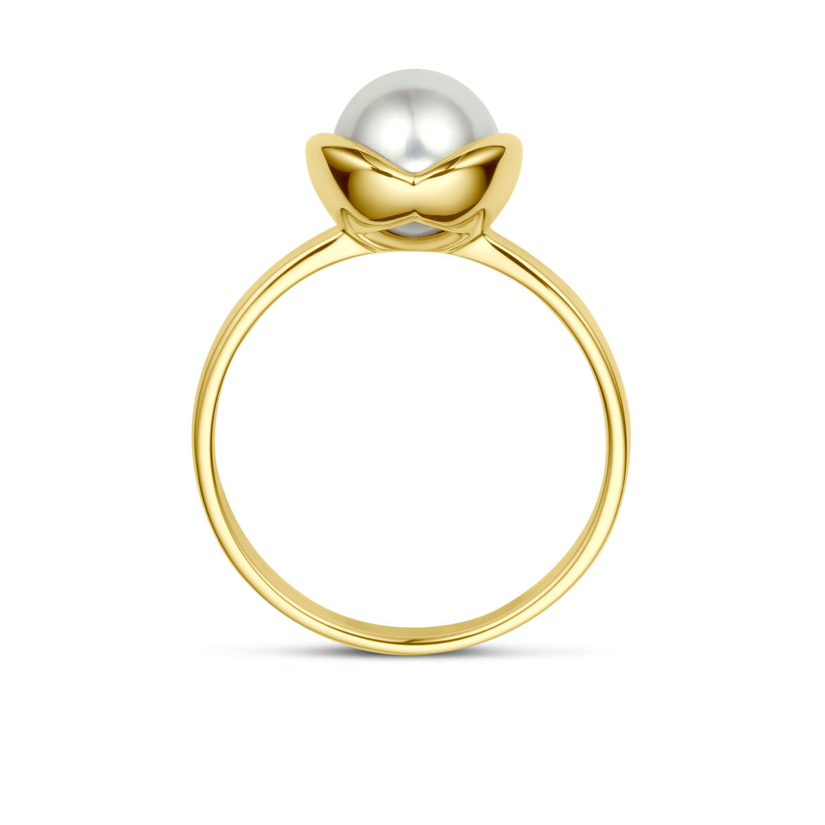 Bague Tulipe perle or jaune 14K