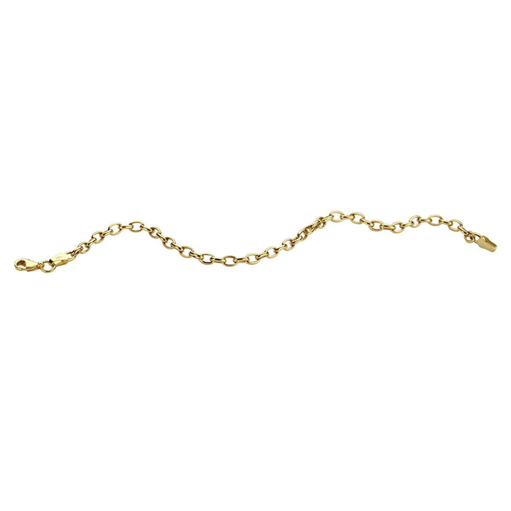De Gouden armband dames anker 14K van de Van der Kooij Collectie heeft ronde schakels en een karabijnsluiting, geïnspireerd op het iconische ankerdesign en fraai gepresenteerd op een witte achtergrond.