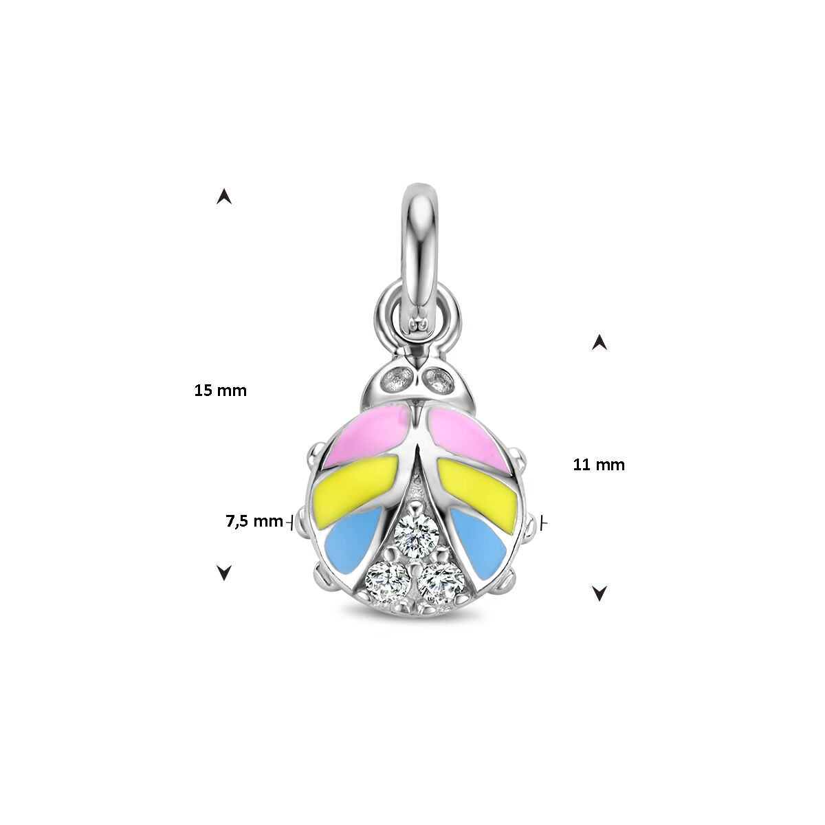 pendentif coccinelle zircone argent rhodié