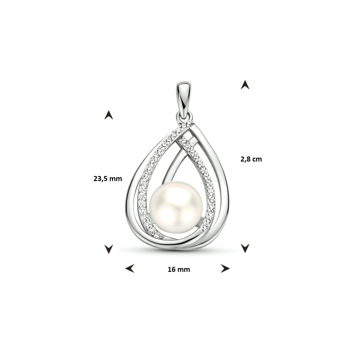 pendentif perle zircone argent rhodié