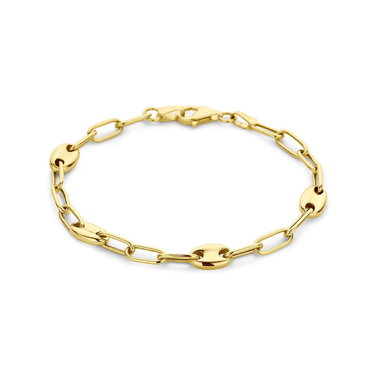 Bracelet en or 14K avec maillons ovales et fermoir de sécurité.