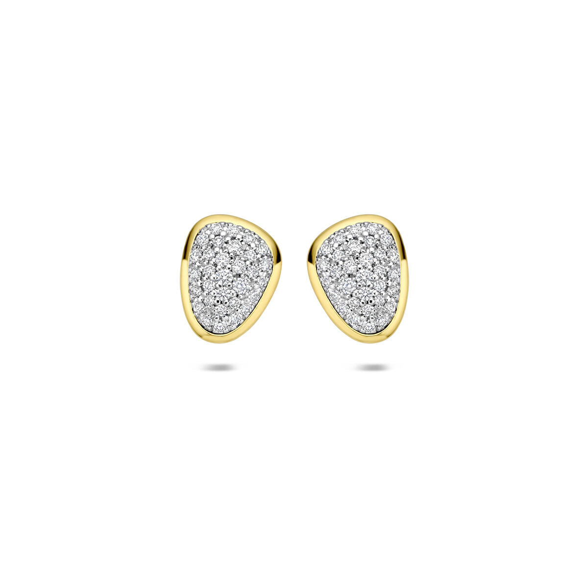 Boucles d'oreilles bicolores en or 14 carats avec diamants de 0,35 ct.