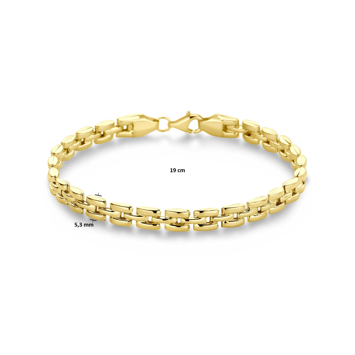 bracelet panthère 5,3 mm 19 cm 14K or jaune