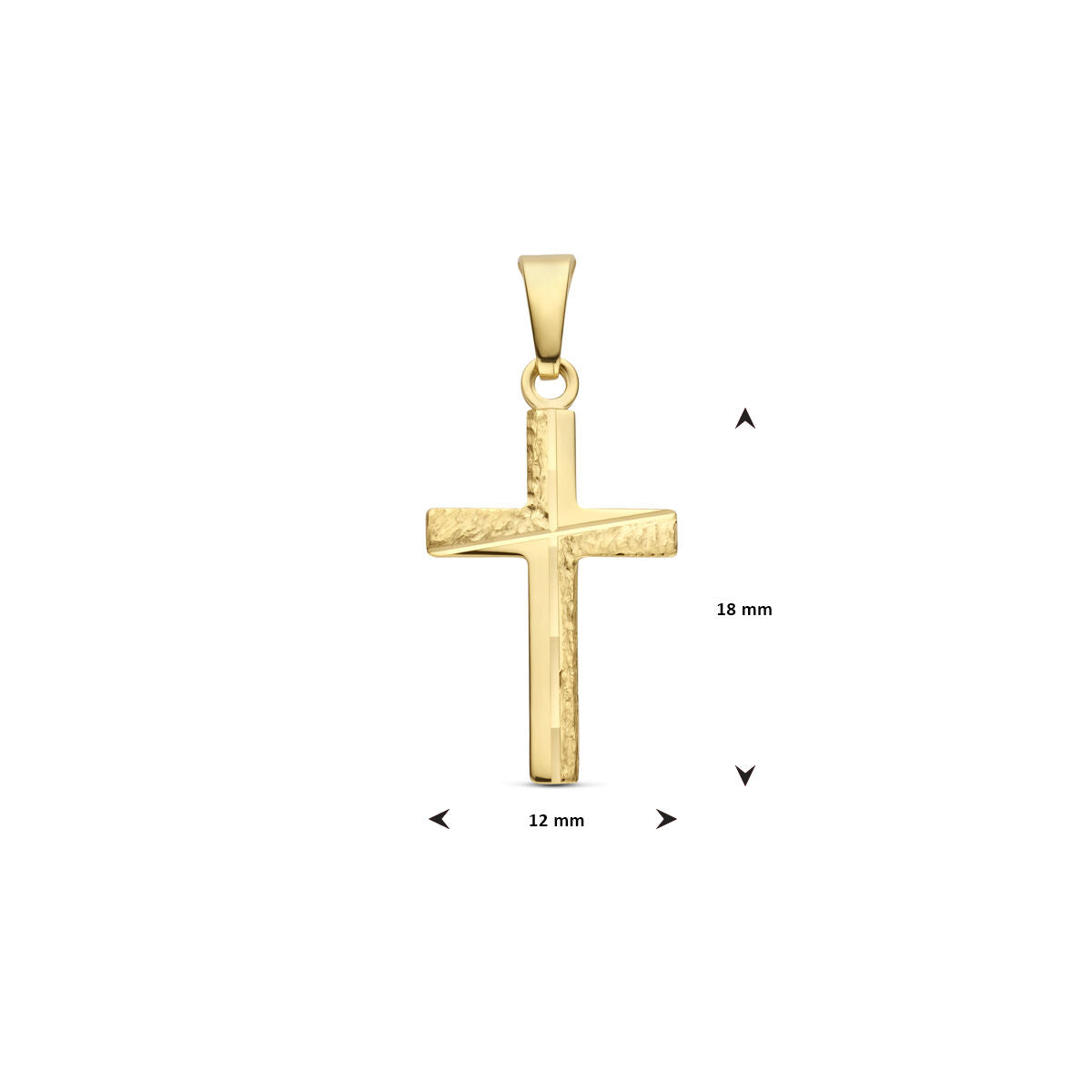 pendentif croix martelé 18 mm or jaune 14K