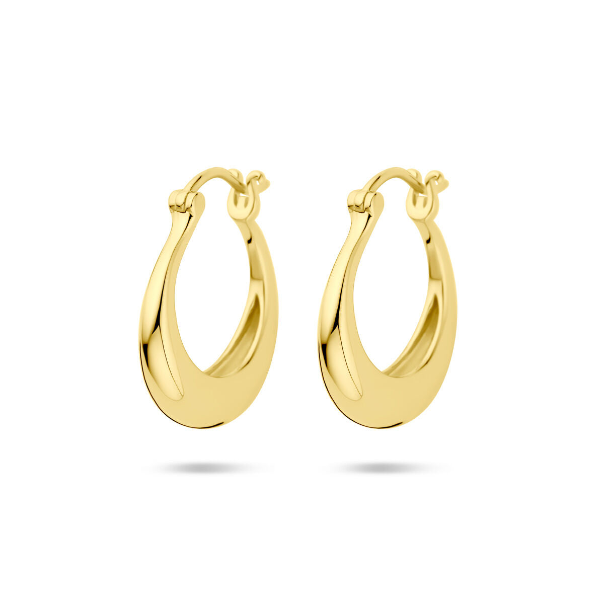 Boucles d'oreilles en argent doré, forme ronde, finition brillante, diamètre de 21,5 mm.