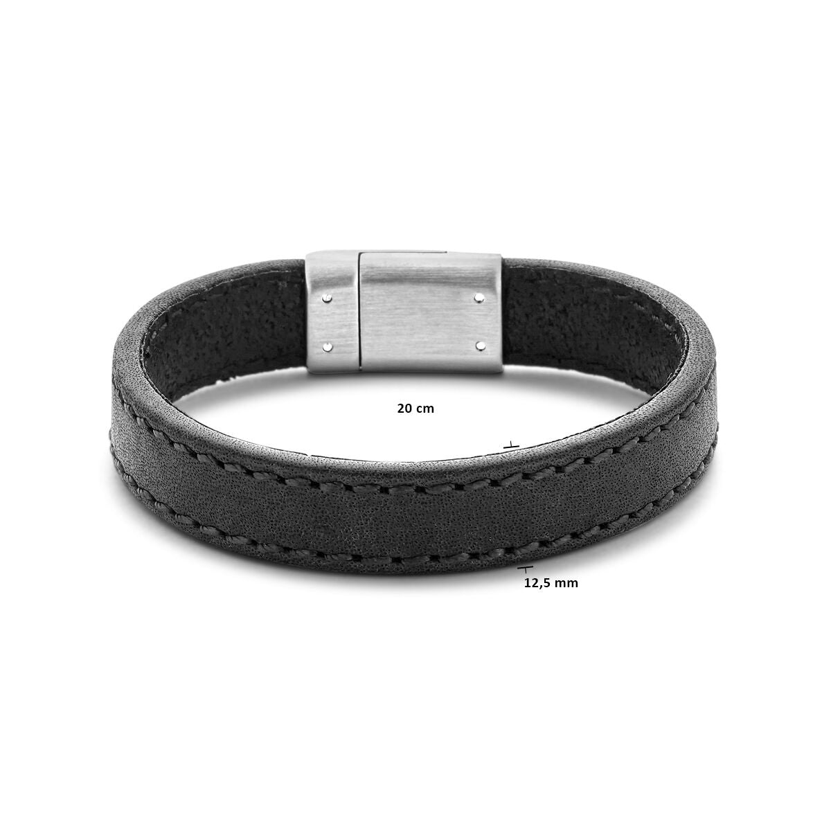 bracelet cuir noir 12,5 mm acier