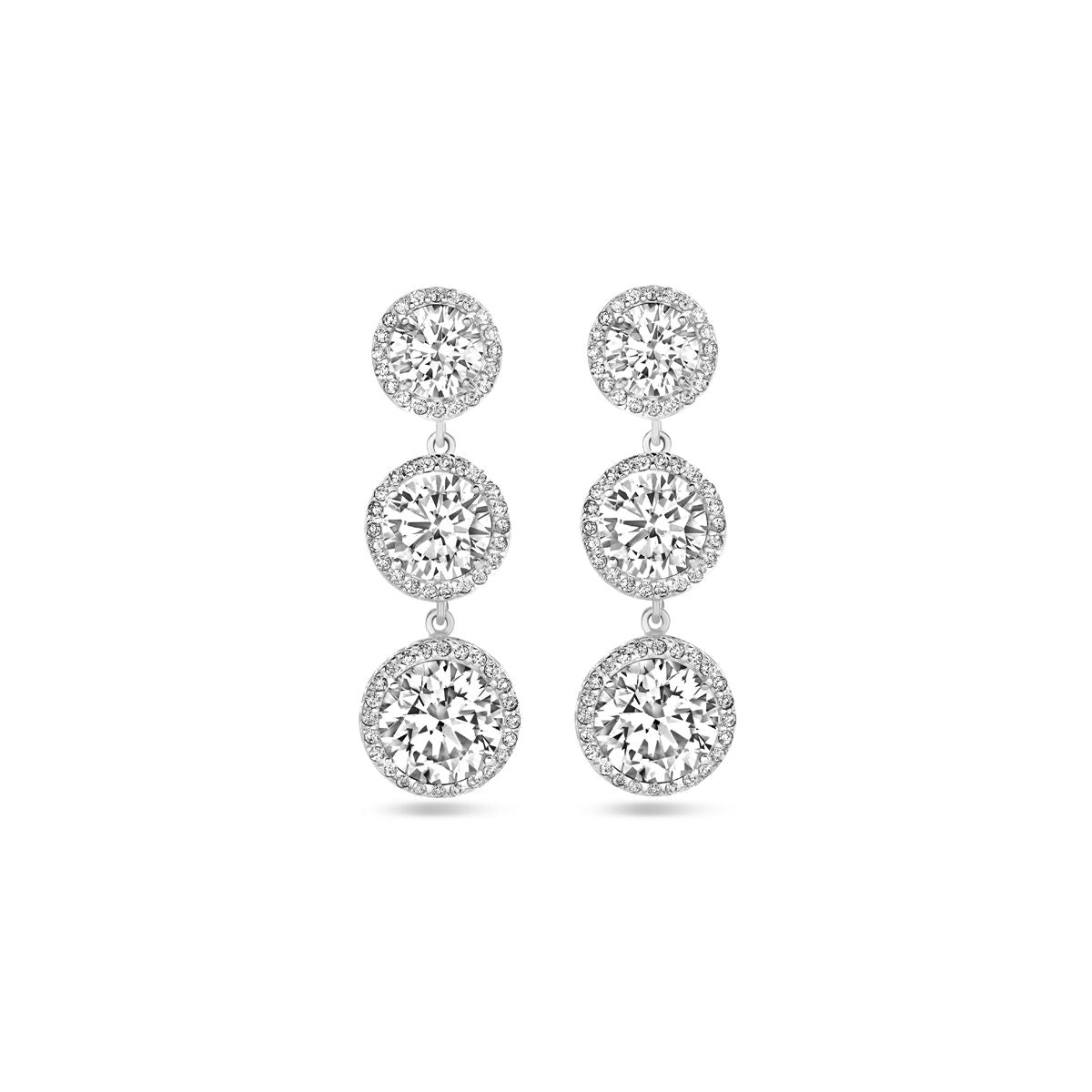 boucles d'oreilles zircone 20 mm argent rhodié