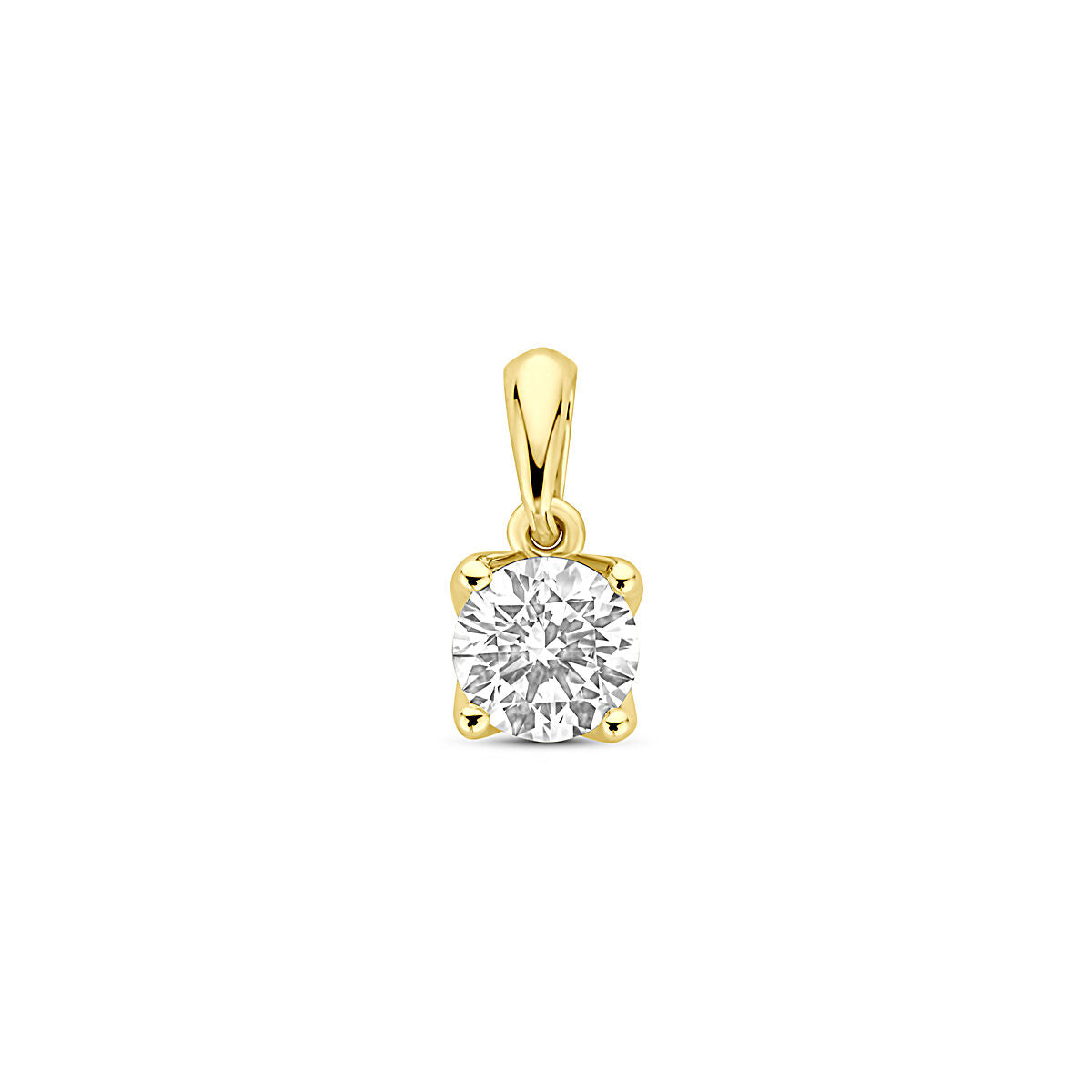 pendentif en or jaune 14K avec un diamant lab grown de 0,50 ct, taille 10 mm.